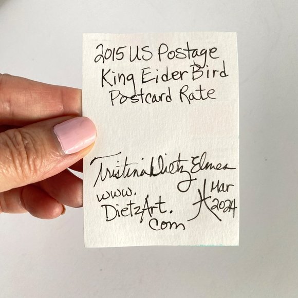 ACEO Original Collage King Eider US Postage Stamp Art Tristina Dietz Elmes ATC - Picture 2 of 2